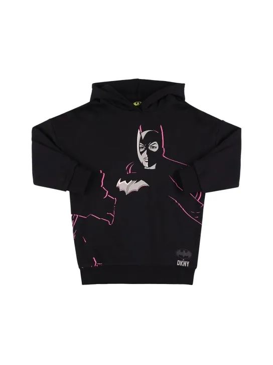 DKNY   Batman print hooded cotton sweat dress 