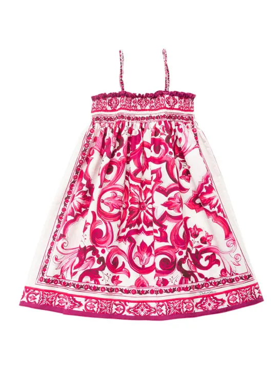 Dolce&amp;Gabbana   Majolica print cotton poplin dress 