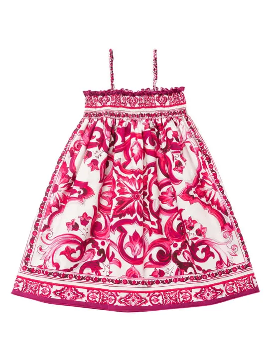 Dolce&amp;Gabbana   Majolica print cotton poplin dress 
