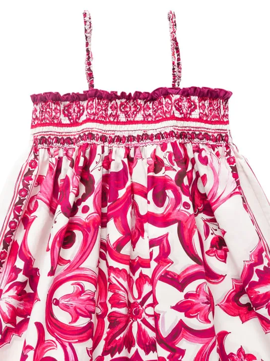 Dolce&amp;Gabbana   Majolica print cotton poplin dress 