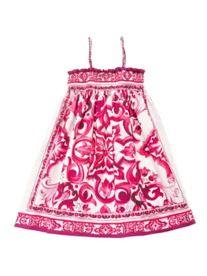 Dolce&amp;Gabbana   Majolica print cotton poplin dress 