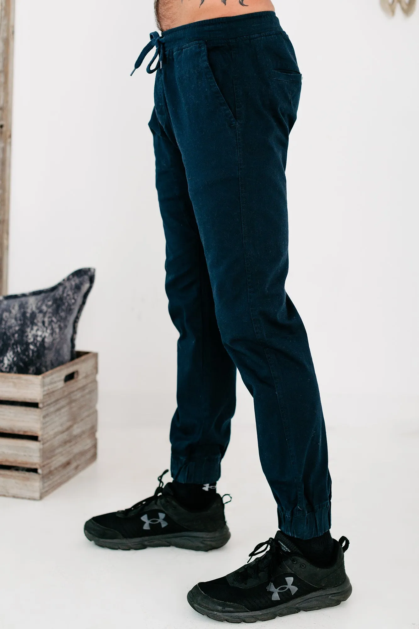 Dwayne Men's Cotton Twill Jogger Pants (Navy)