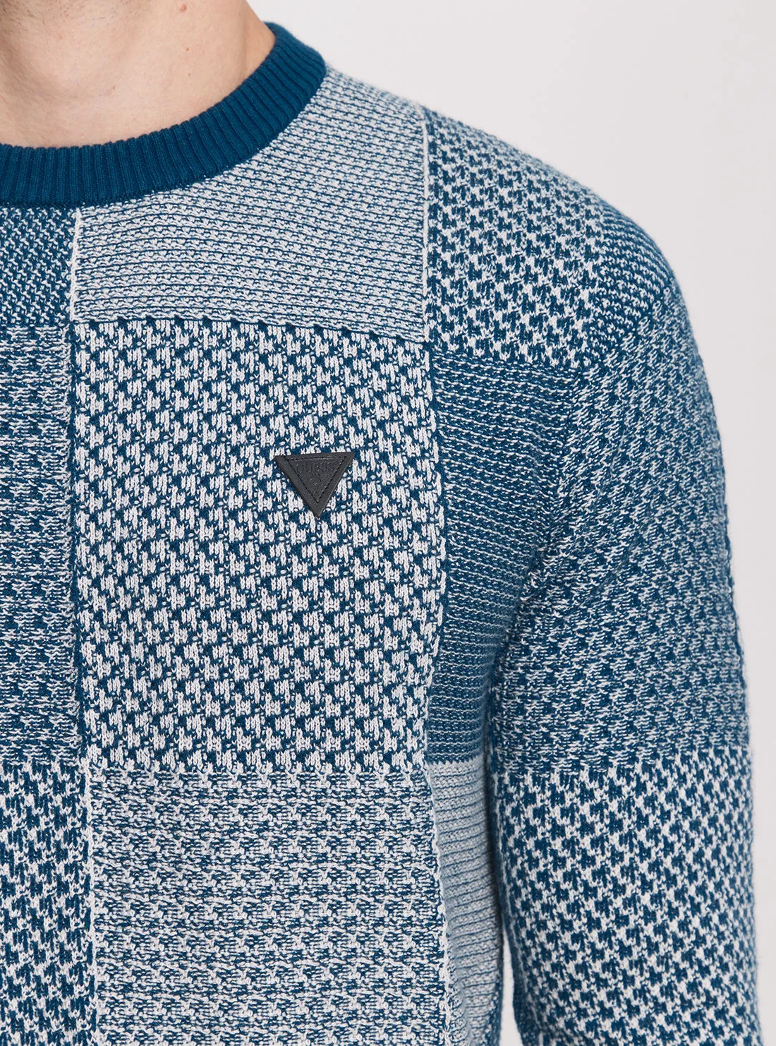 Eco Blue Bridger Patchwork Knit Jumper