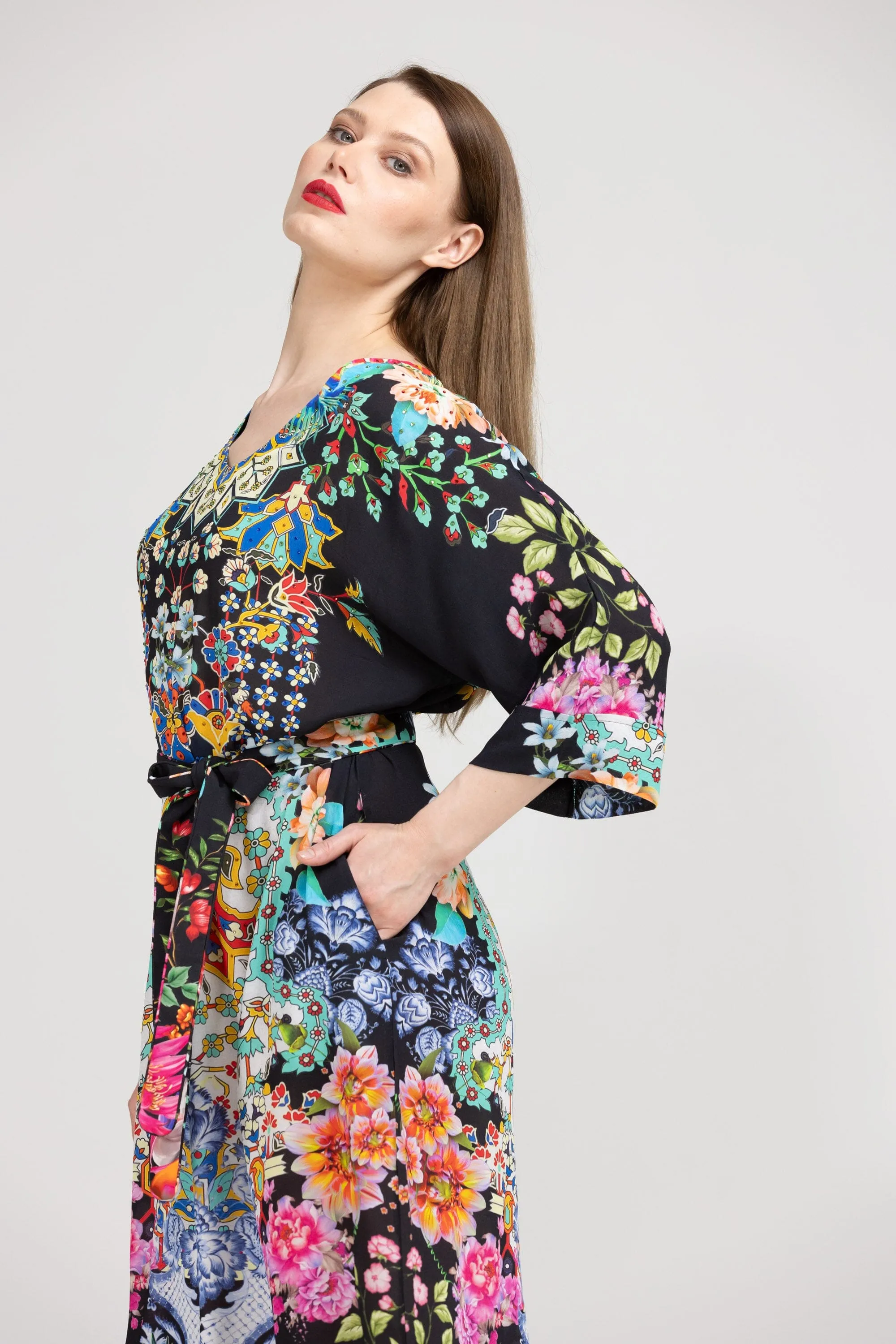 EDEN - MIDI DRESS WITH SHORT SLEEVE