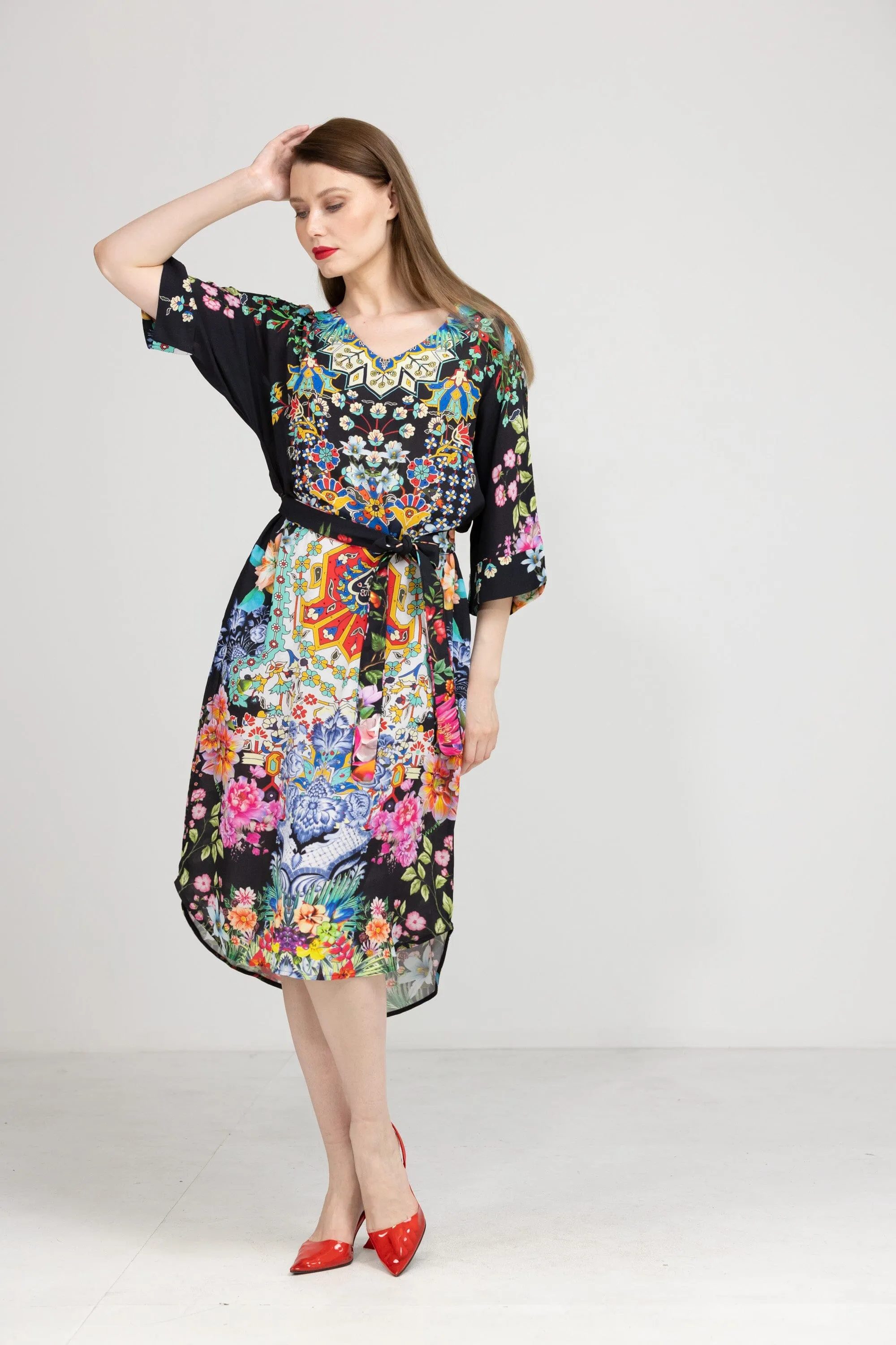 EDEN - MIDI DRESS WITH SHORT SLEEVE