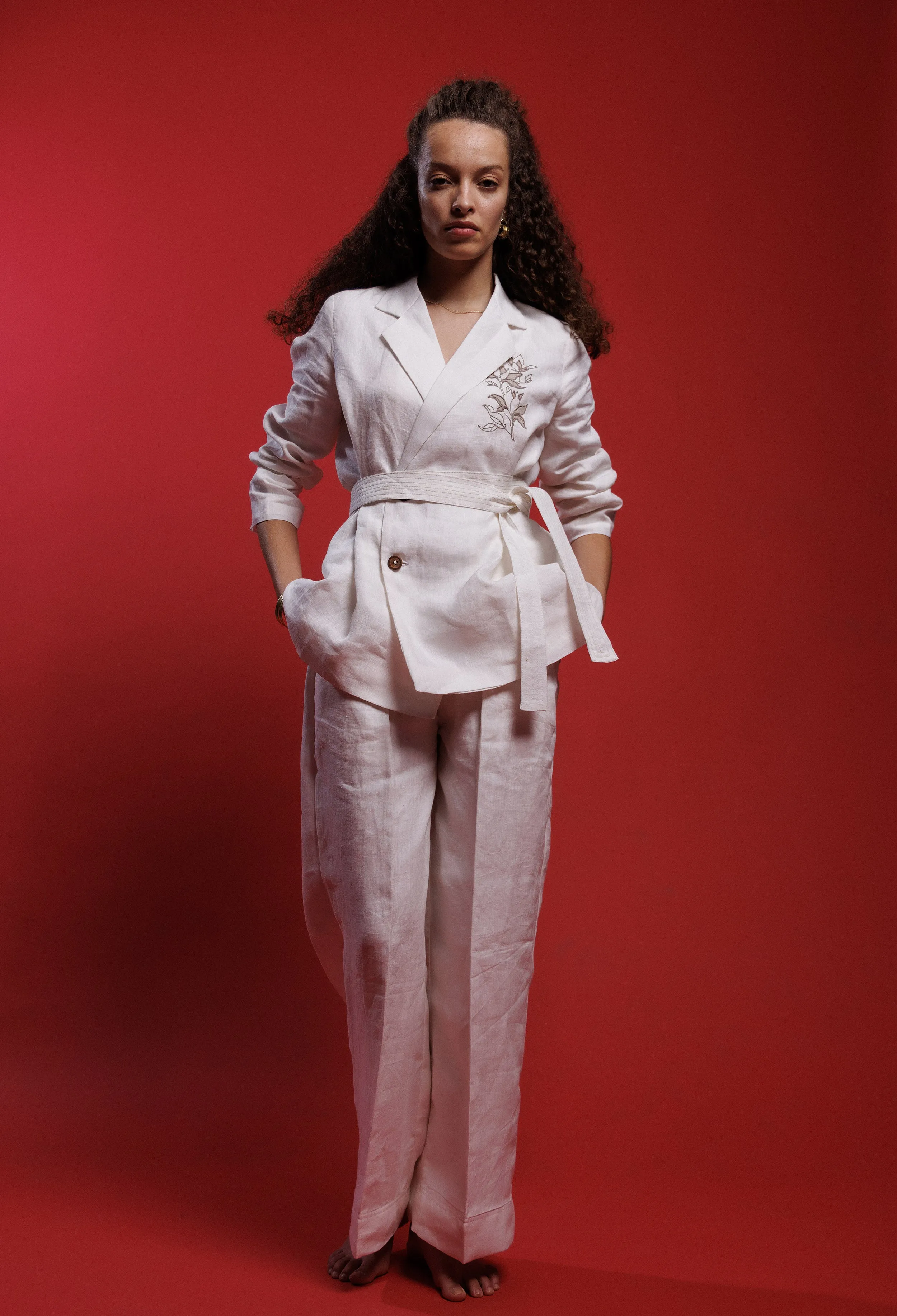 EMB LINEN BLAZER