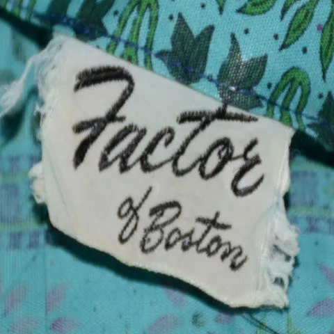 Factor of Boston, Vintage 50s/60s Turquoise Shirtwaist Dress, Fitted 26" Waist