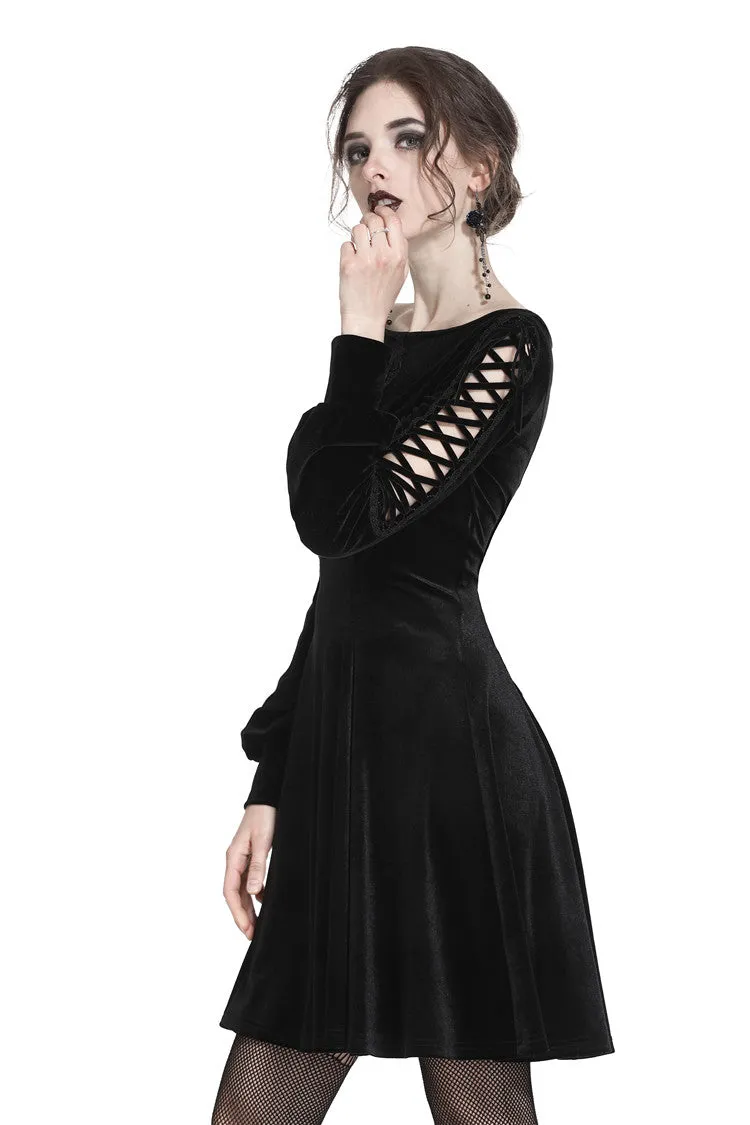 Gothic lace-up velvet midi dress DW224