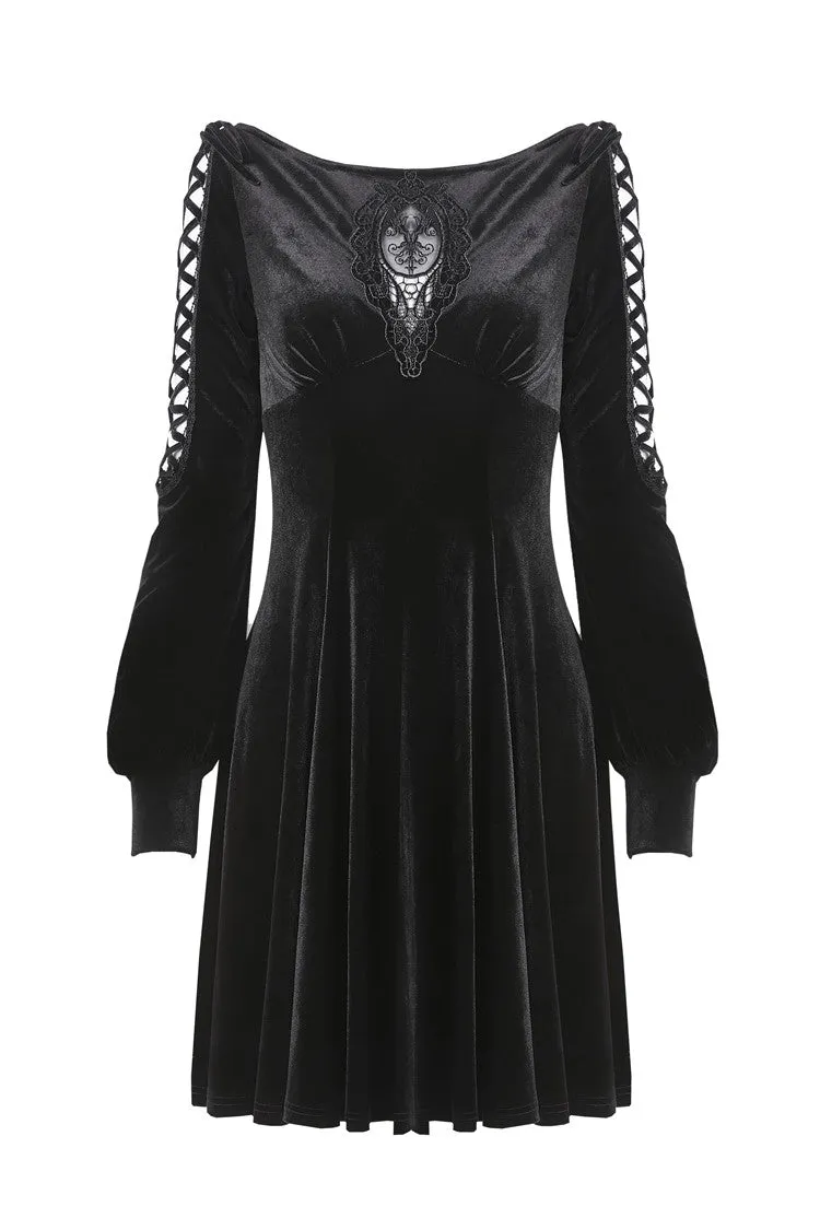 Gothic lace-up velvet midi dress DW224