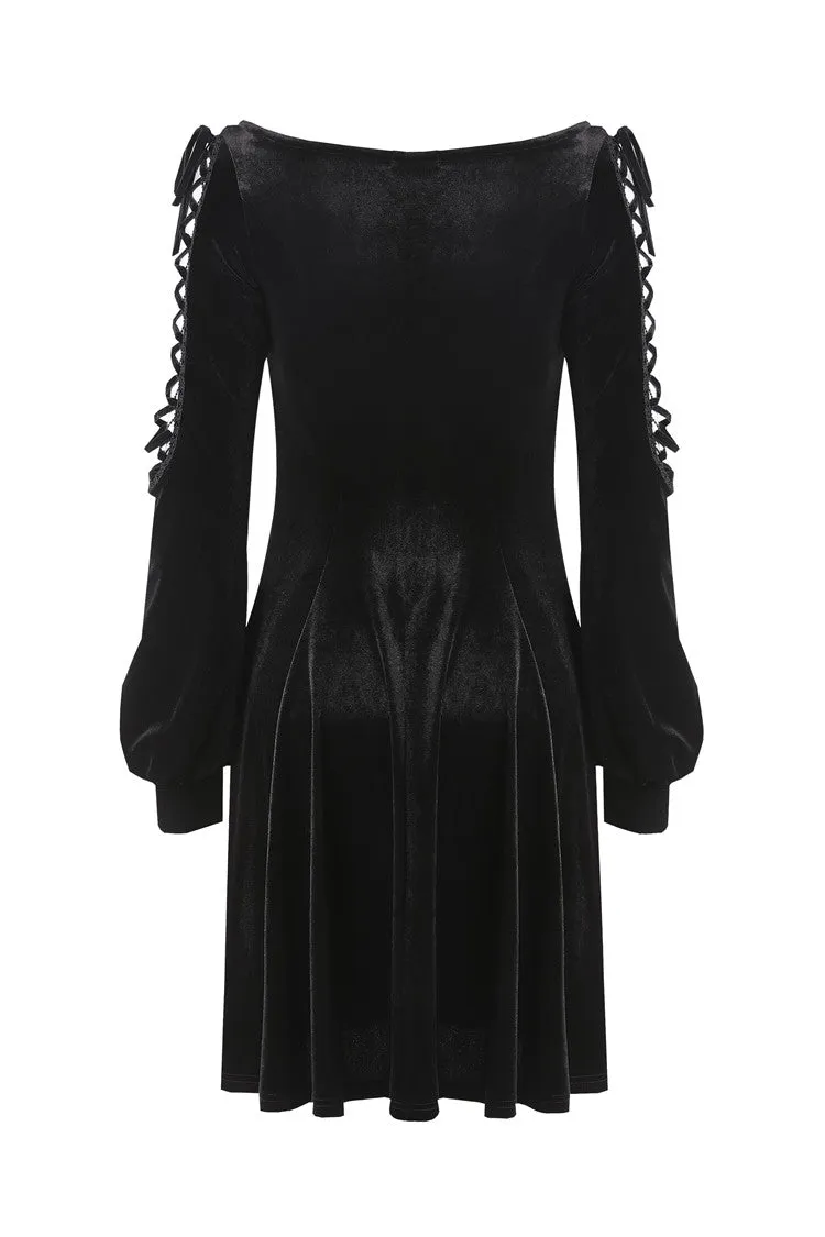 Gothic lace-up velvet midi dress DW224
