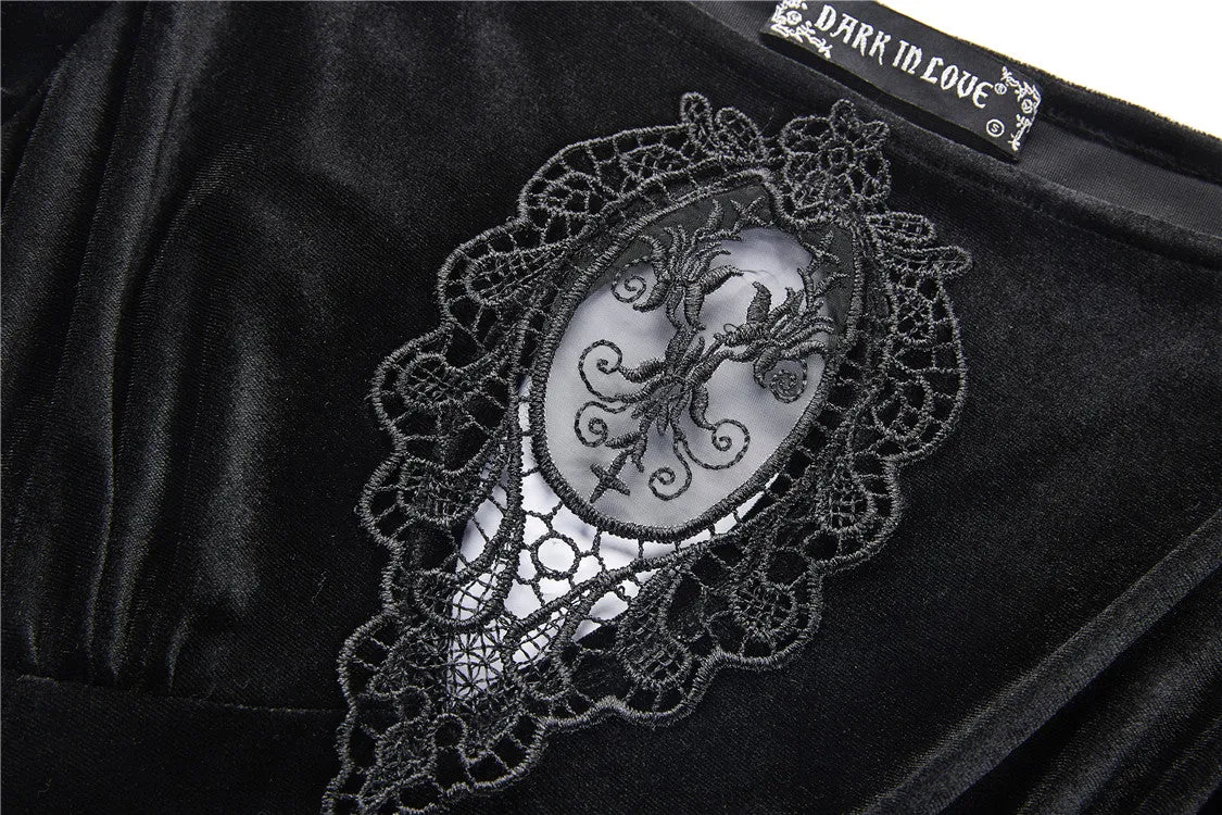 Gothic lace-up velvet midi dress DW224