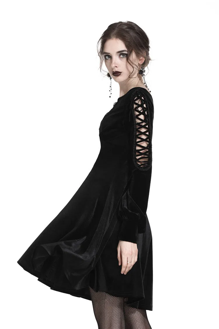 Gothic lace-up velvet midi dress DW224