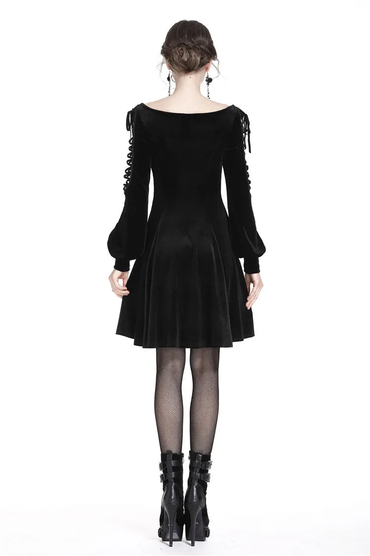 Gothic lace-up velvet midi dress DW224