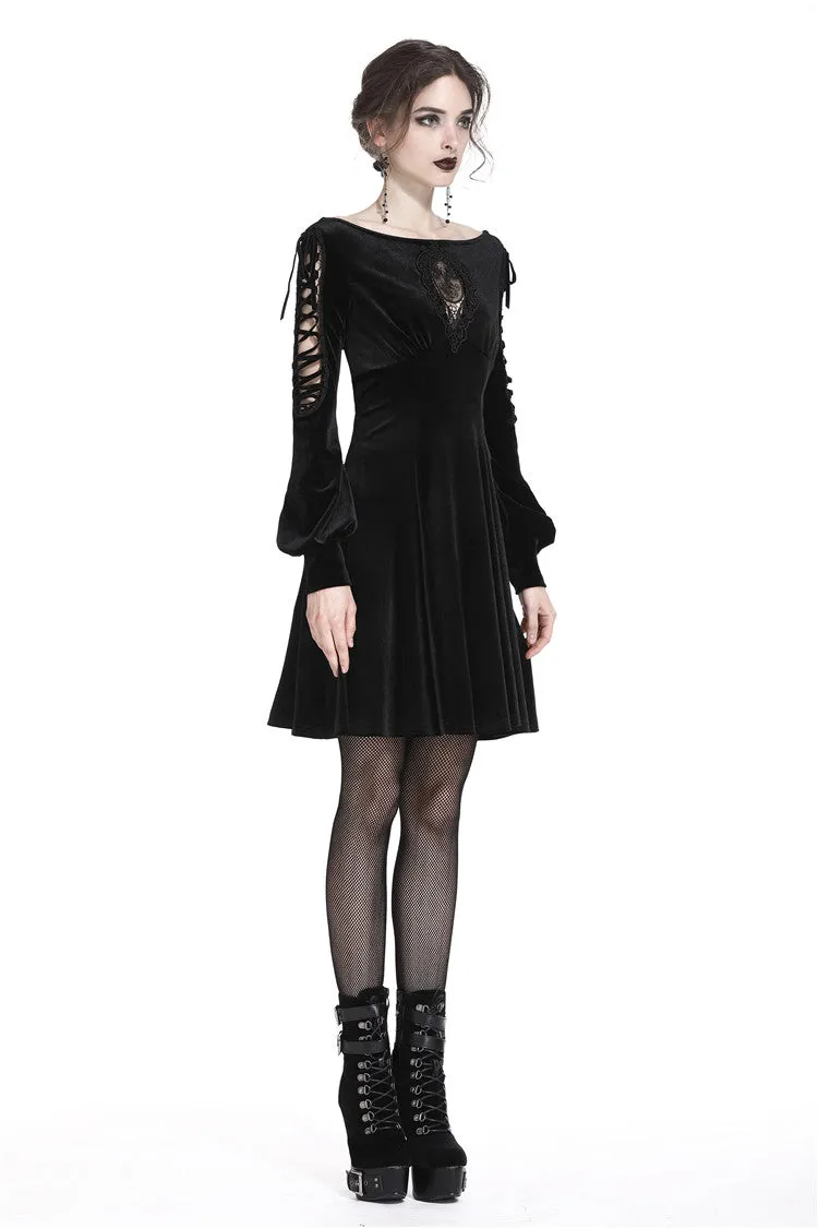Gothic lace-up velvet midi dress DW224