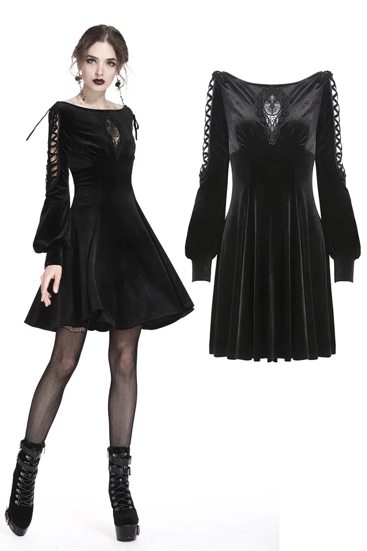 Gothic lace-up velvet midi dress DW224