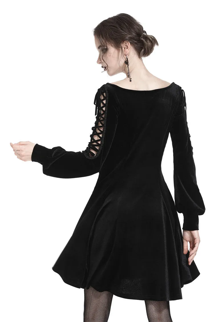 Gothic lace-up velvet midi dress DW224