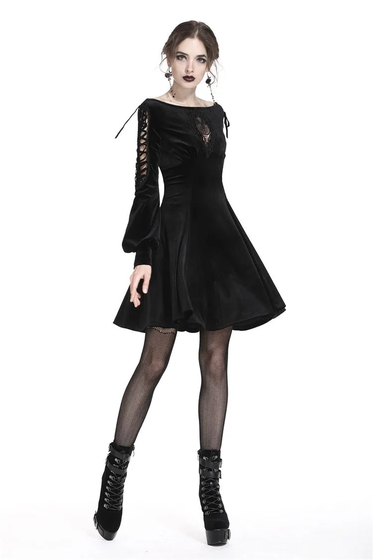 Gothic lace-up velvet midi dress DW224