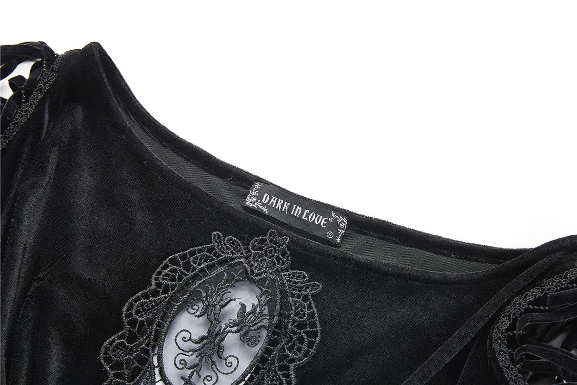 Gothic lace-up velvet midi dress DW224