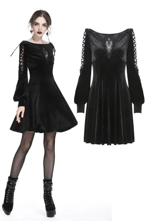 Gothic lace-up velvet midi dress DW224