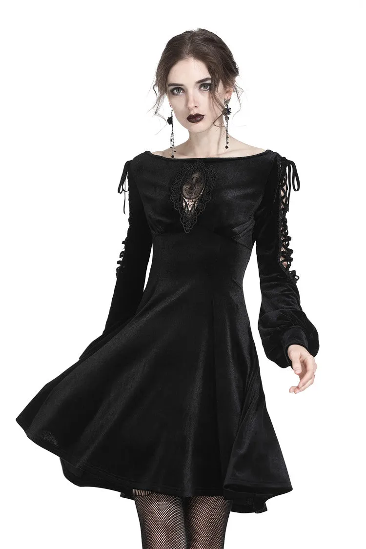 Gothic lace-up velvet midi dress DW224