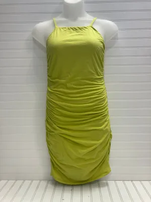Green Dress Casual Midi Velvet, Size L