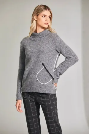 Grey Contrast Knit