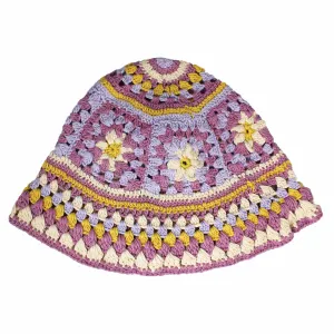 Hat - Flower Power Crochet Knit Bucket Hat