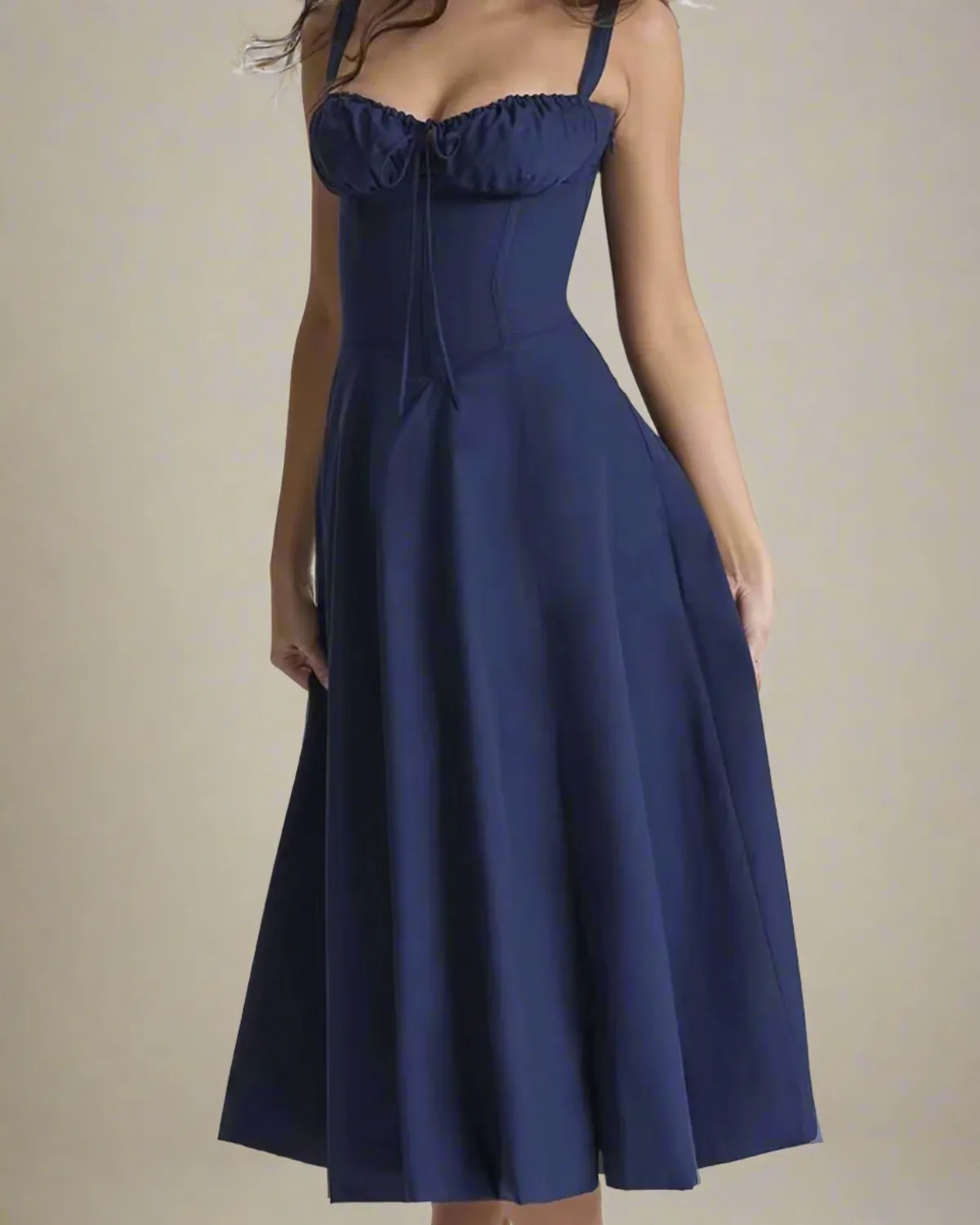 Heidi Navy Midi Corset Sun Dress