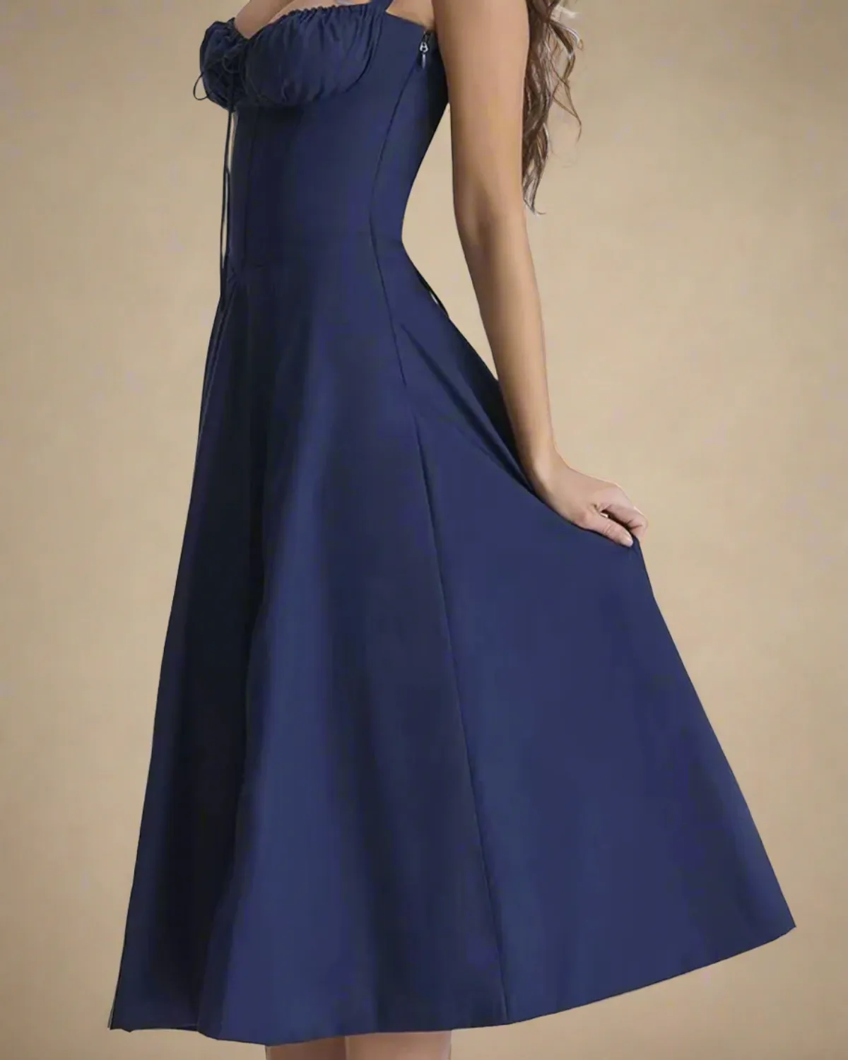 Heidi Navy Midi Corset Sun Dress