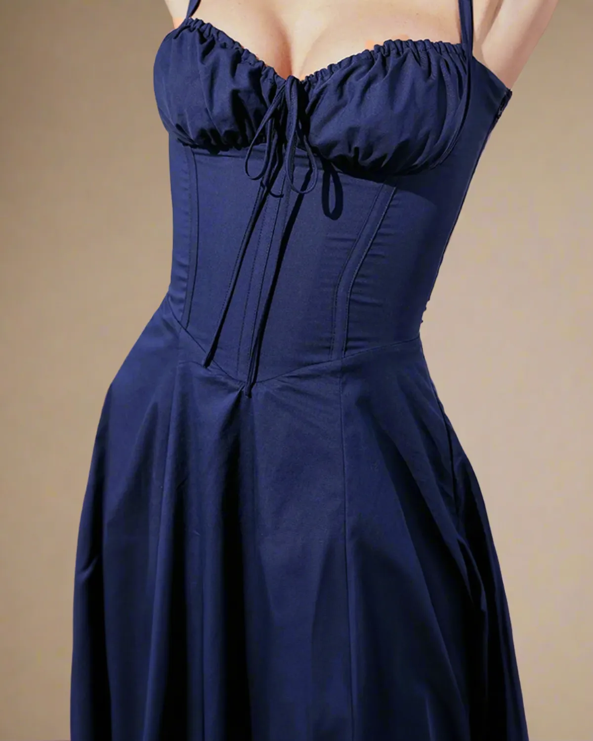 Heidi Navy Midi Corset Sun Dress