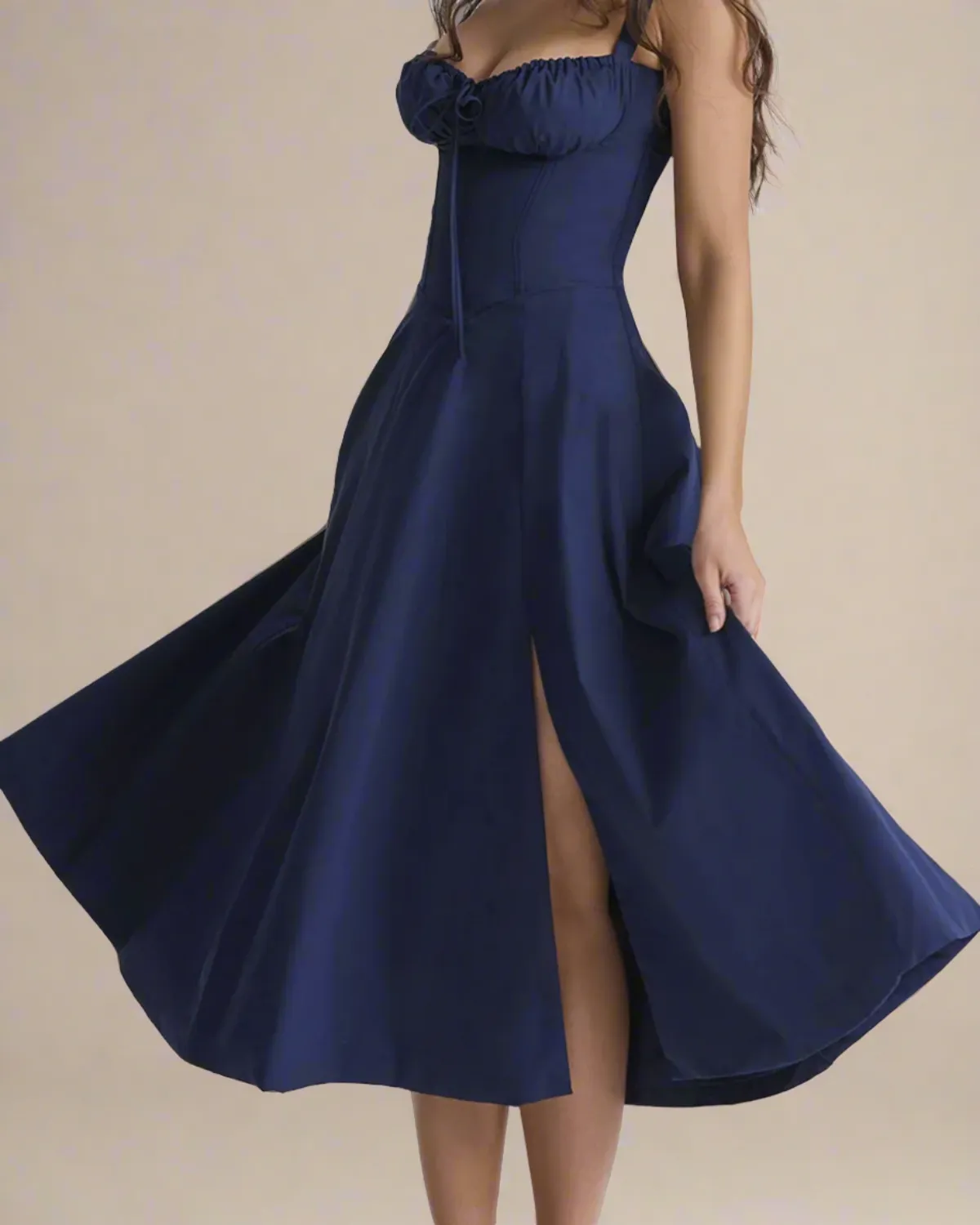 Heidi Navy Midi Corset Sun Dress