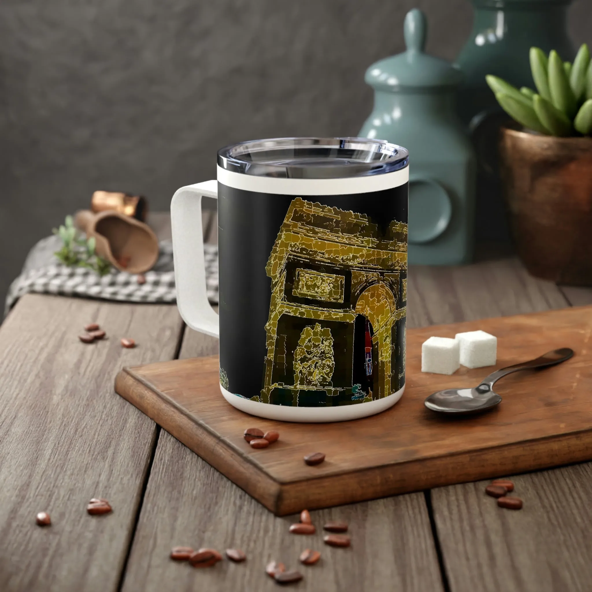 Insulated Coffee Mug, 10oz ...  L'Arc de Triomphe ... 'Barbara Joan Bonnell-Holt Photo' ... Circa 1972 ... Oringinal Works ...