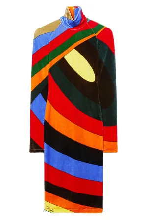 Iride-Print Velvet Dress