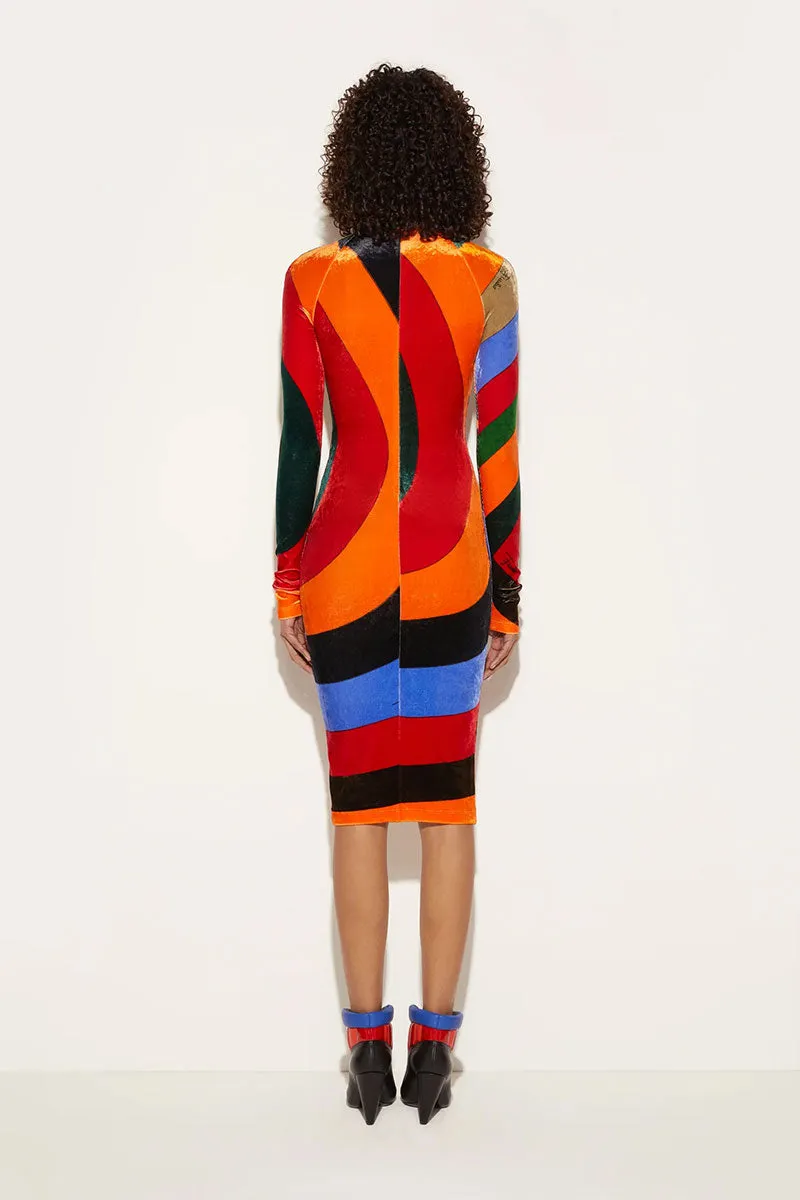 Iride-Print Velvet Dress
