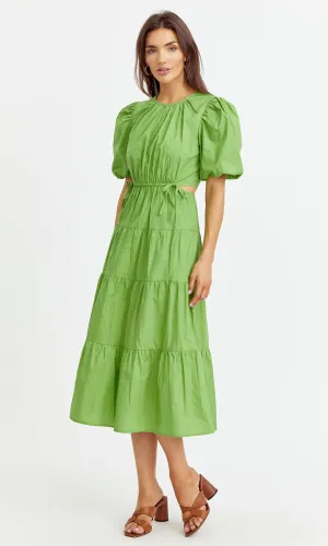 Jenna Cut Out Tiered Poplin Midi Dress