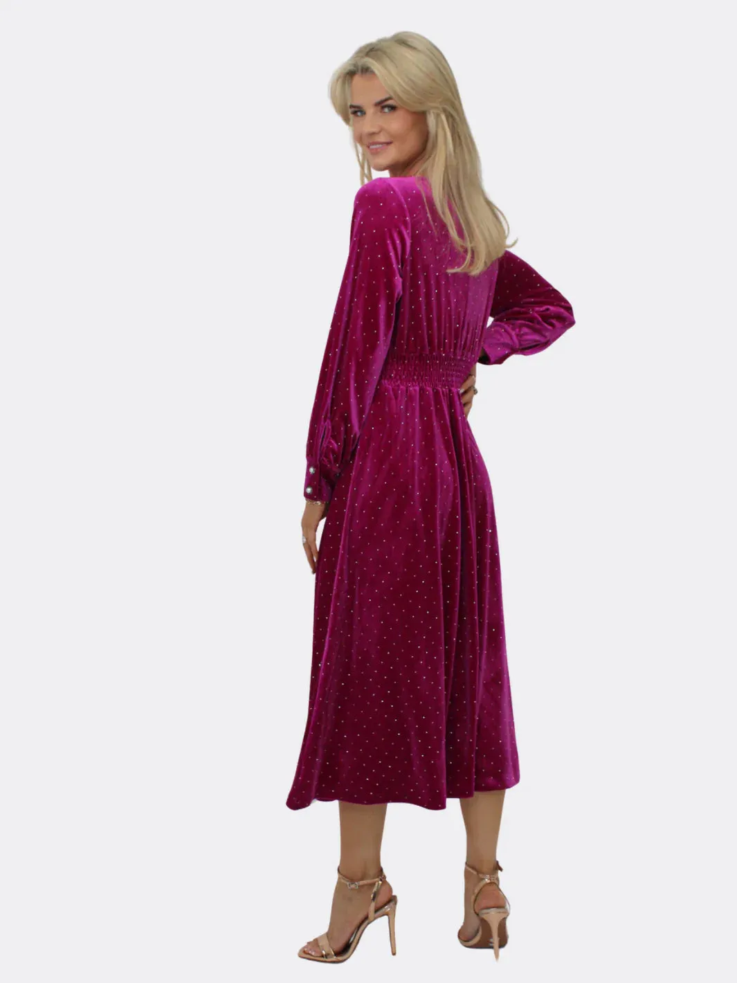 Kate And Pippa Ellen Velvet Embellished Midi Dress