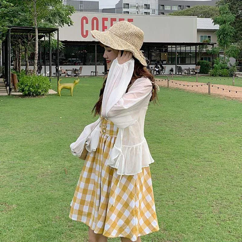 Kawaii Drawstring Yellow Slip Dress