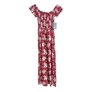 Lark   Gray Midi Dress Floral Boho Side Slits Size Medium