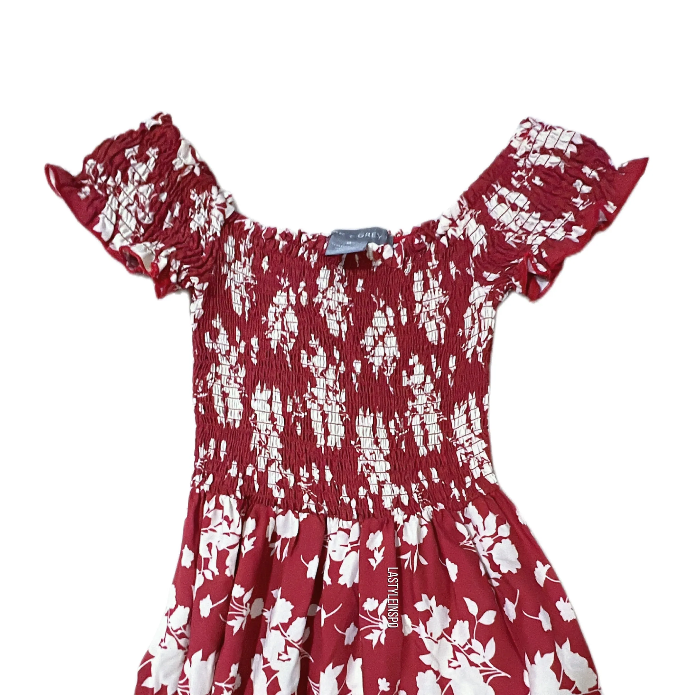 Lark   Gray Midi Dress Floral Boho Side Slits Size Medium