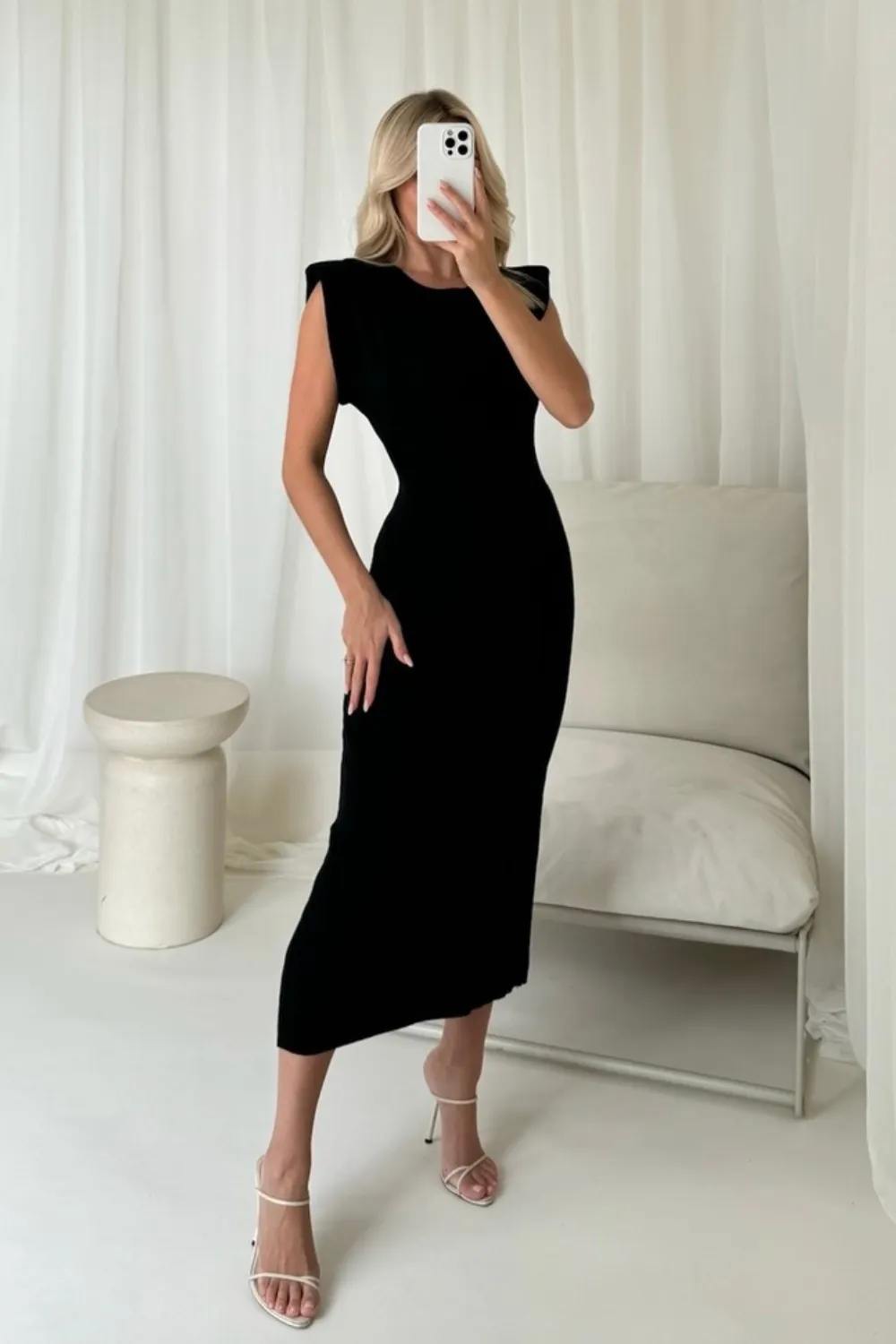 Laureece black sleeveless midi dress