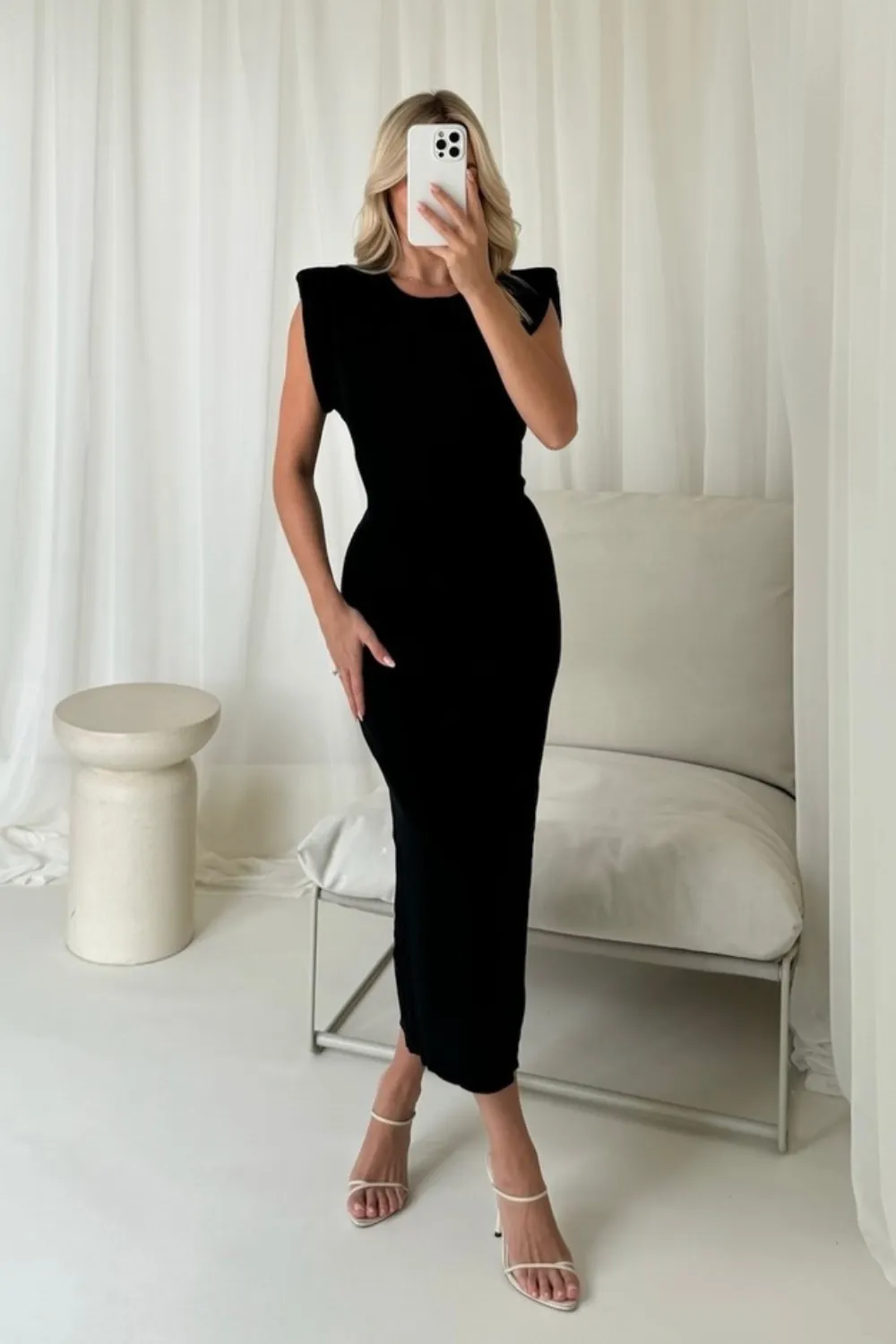 Laureece black sleeveless midi dress