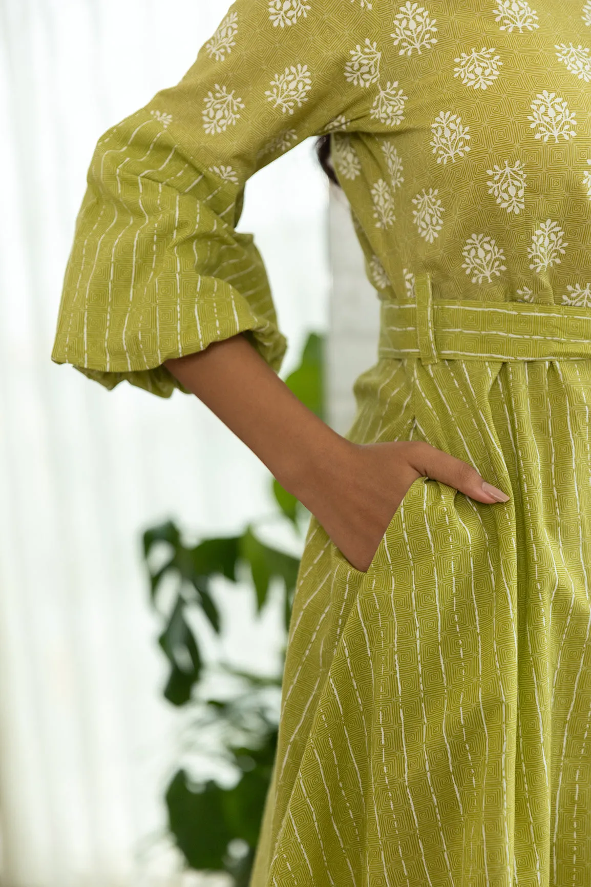 LIME GREEN COTTON MIDI