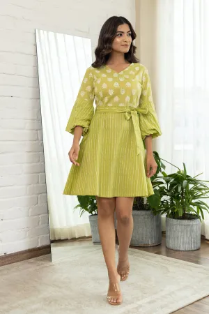 LIME GREEN COTTON MIDI