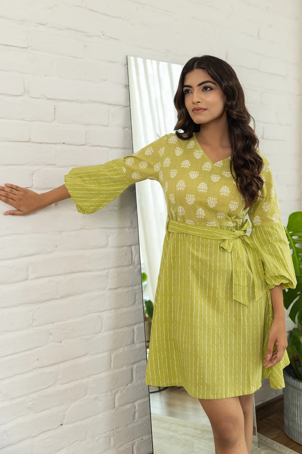 LIME GREEN COTTON MIDI