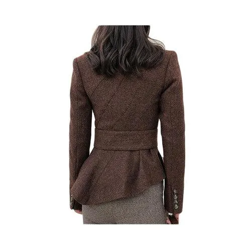 Limited edition vintage inspired high fashion brown work cocktail wool blazer