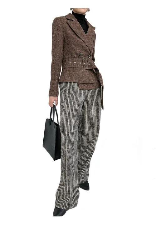 Limited edition vintage inspired high fashion brown work cocktail wool blazer