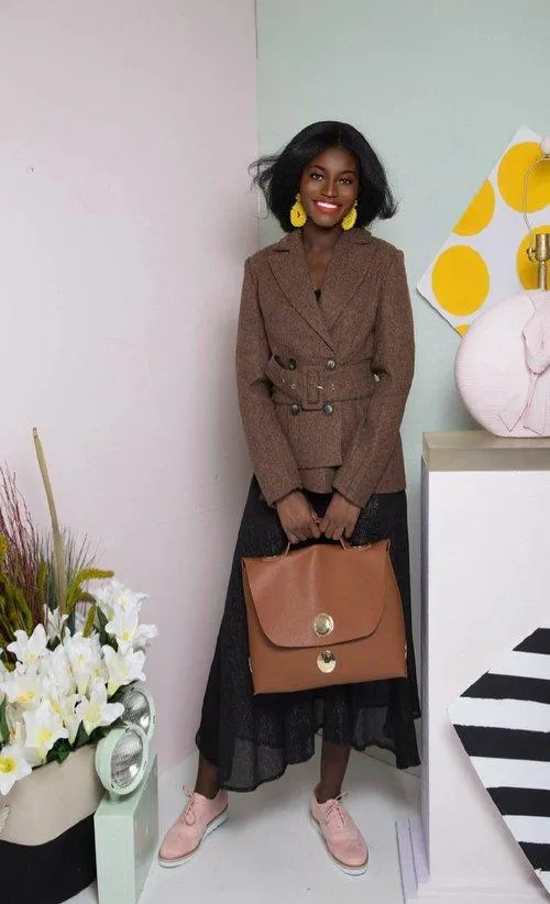 Limited edition vintage inspired high fashion brown work cocktail wool blazer