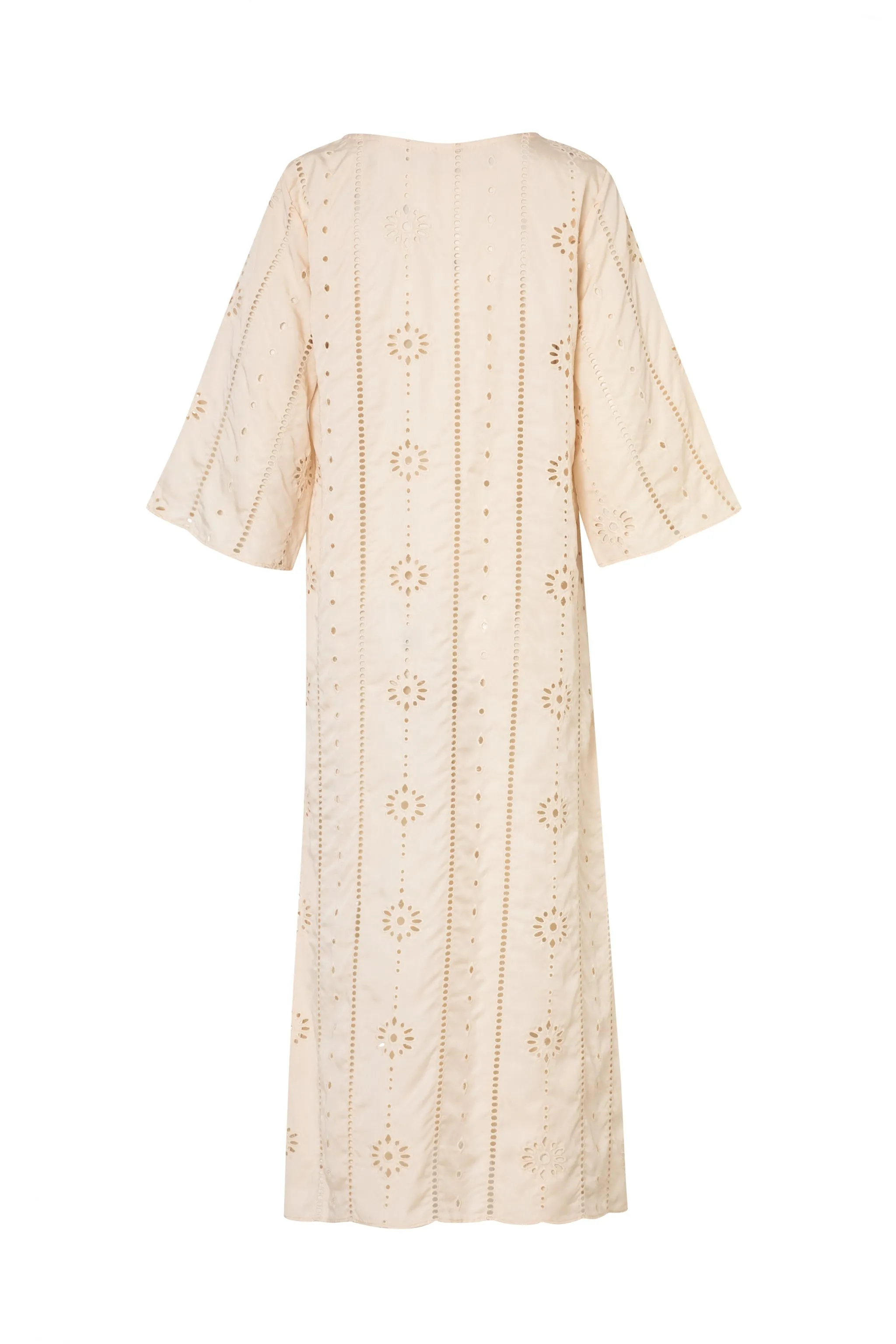 Lisa Cotton Eyelet Midi Dress / Beige