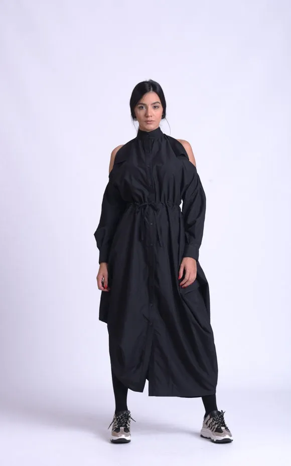 Long Black Dress With Open Shoulders