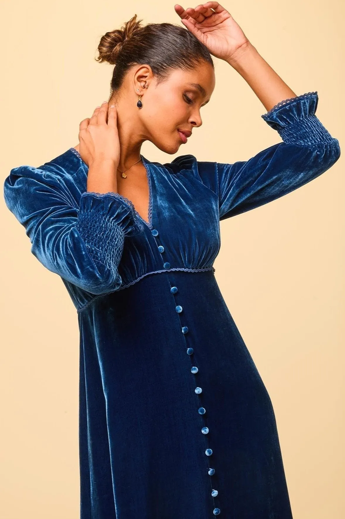 Long Sleeve Velvet Sally Anne | Blue Sapphire